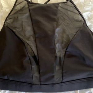 VS Sport Black Satin w/ Mesh Bralette Top